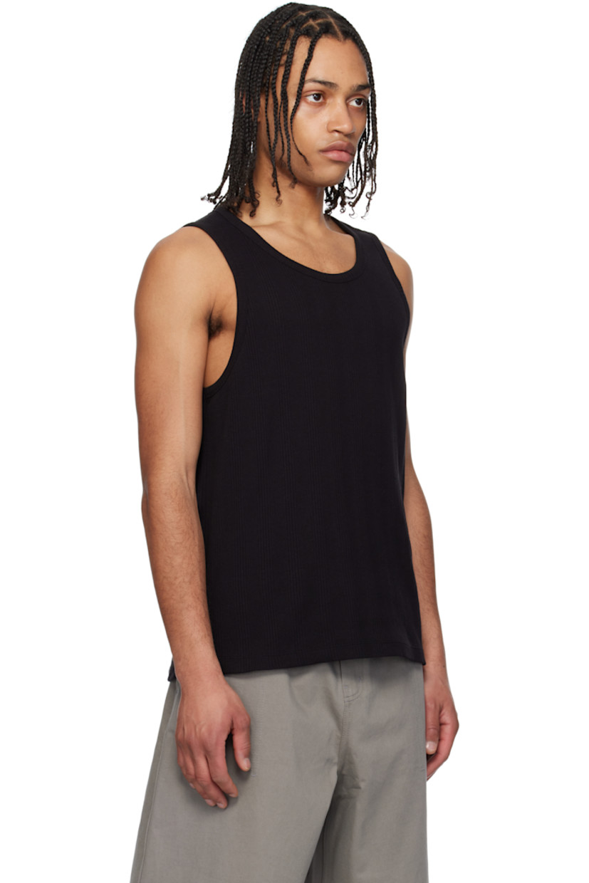 Rib-knit stretch cotton tank top. Scoop neck.

Supplier color: Black