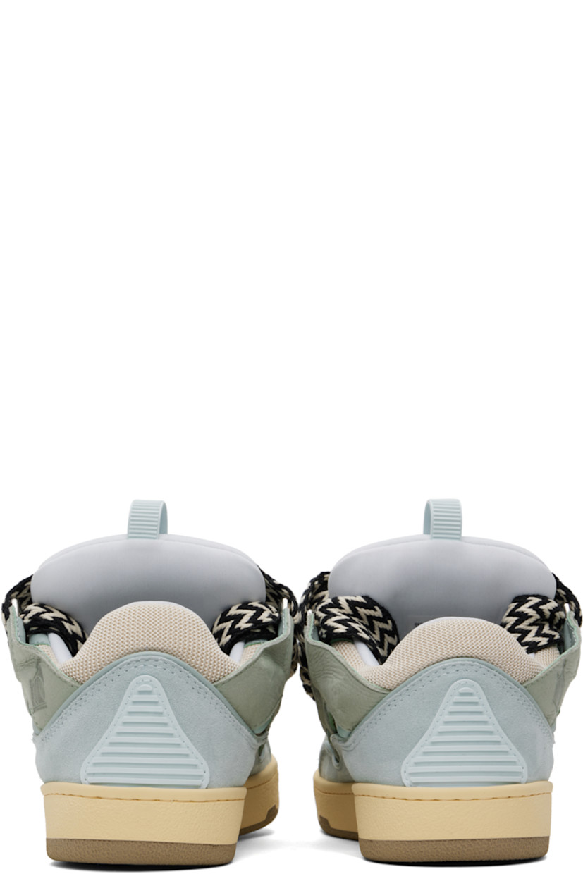 Low-top calfskin nubuck, calfskin suede, and mesh sneakers in blue and green.

· Piping, cutouts, and rubberized trim throughout
· Perforated detailing at toe
· Logo embossed at toe and outer side
· Lace-up closure
· Logo plaque and pull-loop at tongue
· Padded tongue and collar
· Jersey lining
· Treaded rubber sole

Supplier color: Pale blue