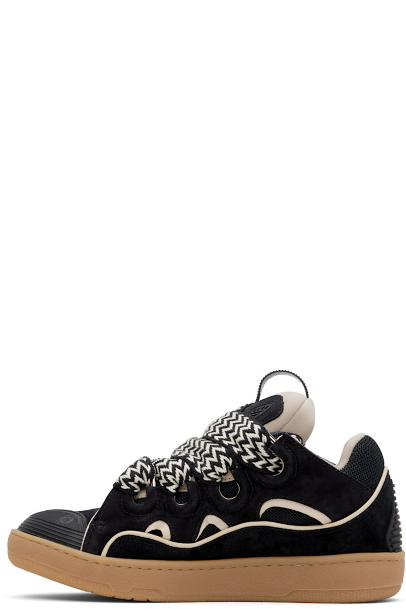 Low-top calfskin suede, grained calfskin, and mesh sneakers in black.

· Piping, cutouts, and rubberized trim throughout
· Perforated detailing at toe
· Logo embossed at toe and outer side
· Lace-up closure
· Logo plaque and pull-loop at tongue
· Padded tongue and collar
· Jersey lining
· Treaded rubber sole

Available exclusively at SSENSE.

Supplier color: Black/White