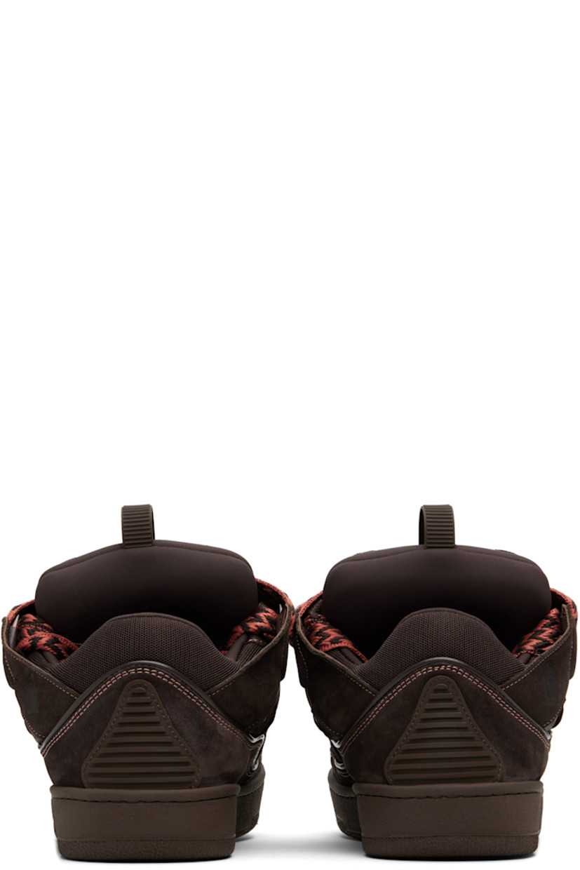 Low-top calfskin suede, grained calfskin, and mesh sneakers. 

· Piping, cutouts, and rubberized trim throughout
· Perforations at toe
· Logo embossed at toe and outer side
· Lace-up closure
· Logo plaque and pull-loop at tongue
· Padded tongue and collar
· Jersey lining
· Treaded rubber sole

Supplier color: Dark brown