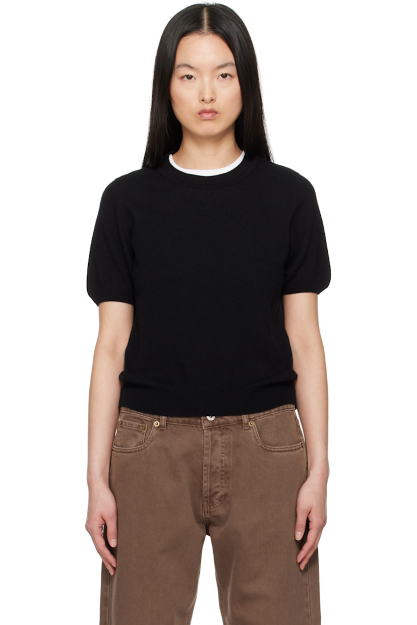 Handcrafted knit cashmere- and cotton-blend T-shirt. 

· Lightweight and slim-fit
· Rib-knit crewneck, hem, and cuffs

Part of the Underpinnings collection.

Supplier color: Black