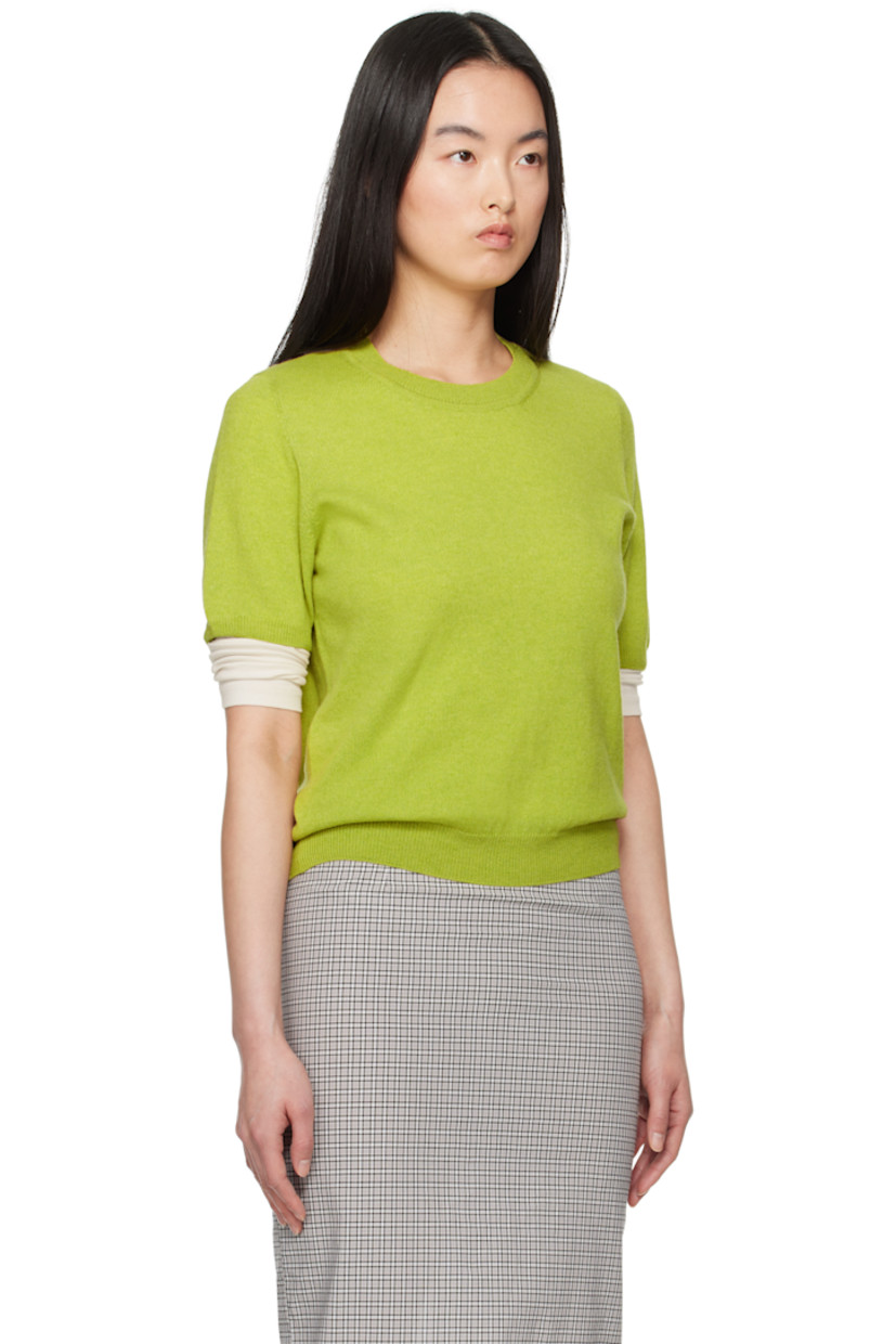 Handcrafted knit cashmere- and cotton-blend T-shirt. 

· Lightweight and slim-fit
· Rib-knit crewneck, hem, and cuffs

Part of the Underpinnings collection.

Supplier color: Lime green