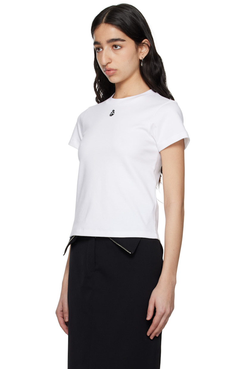 Cotton jersey T-shirt.

· Rib-knit crewneck
· Logo graphic embroidered at front

Supplier color: Optical white
