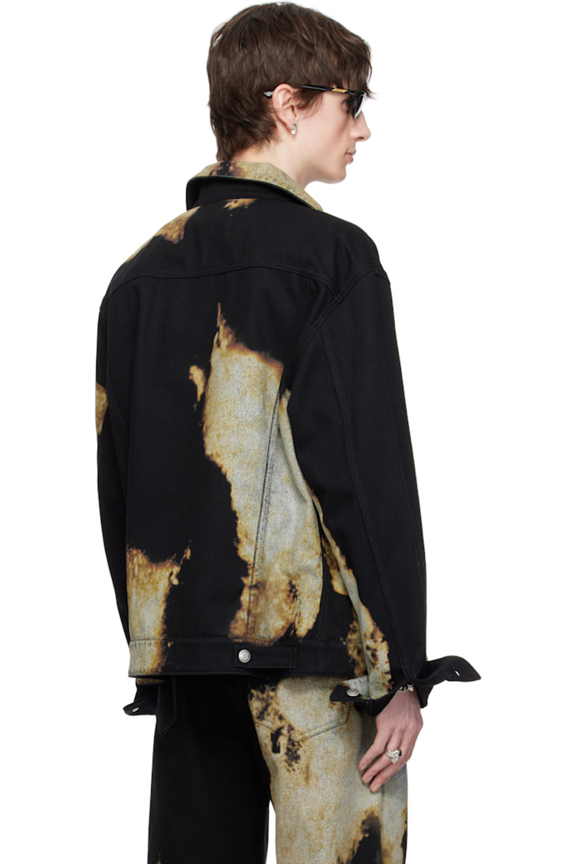 Washed non-stretch denim jacket. Fading and printed pattern throughout.

· Spread collar
· Button closure
· Flap pockets and welt pockets
· Buttoned barrel cuffs
· Button tabs at back hem
· Logo-engraved antiqued silver-tone hardware

Supplier color: Black/Ivory