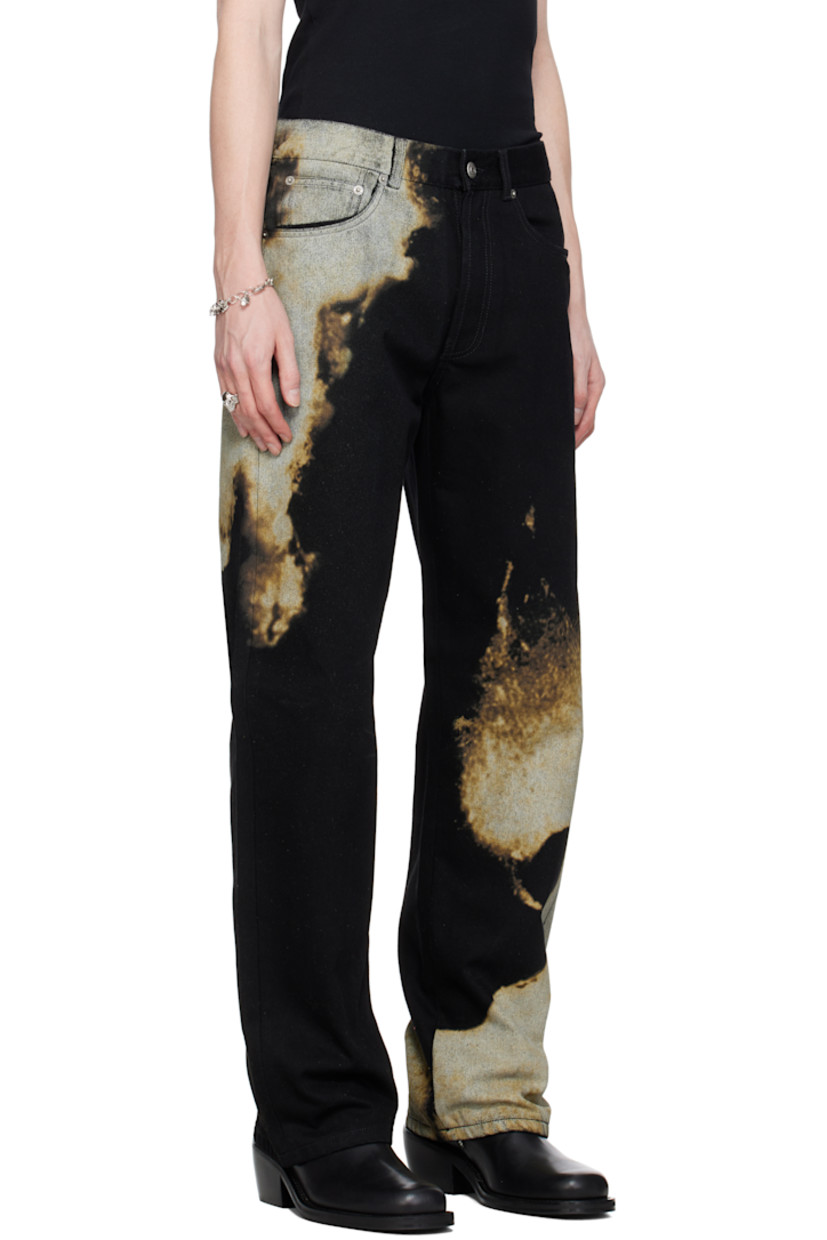 Washed non-stretch denim jeans. Fading and printed pattern throughout.

· Belt loops
· Five-pocket styling
· Button fly
· Calfskin logo patch at back waistband
· Logo-engraved antiqued silver-tone hardware

Supplier color: Black/Ivory