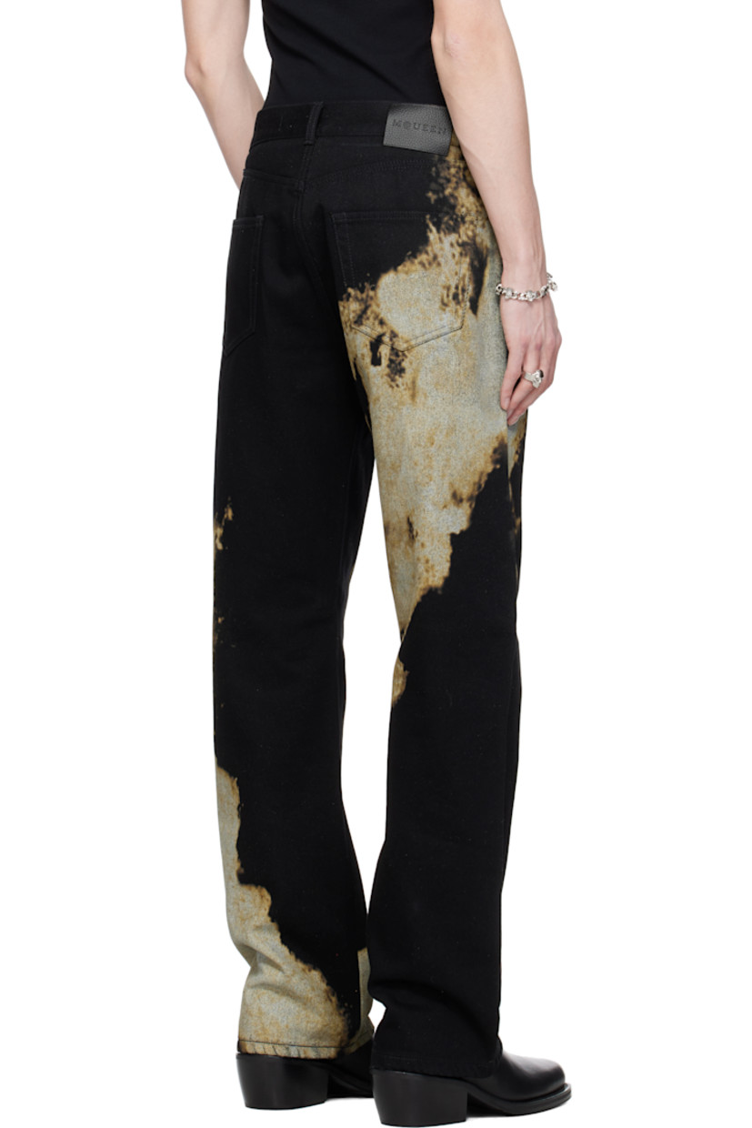 Washed non-stretch denim jeans. Fading and printed pattern throughout.

· Belt loops
· Five-pocket styling
· Button fly
· Calfskin logo patch at back waistband
· Logo-engraved antiqued silver-tone hardware

Supplier color: Black/Ivory