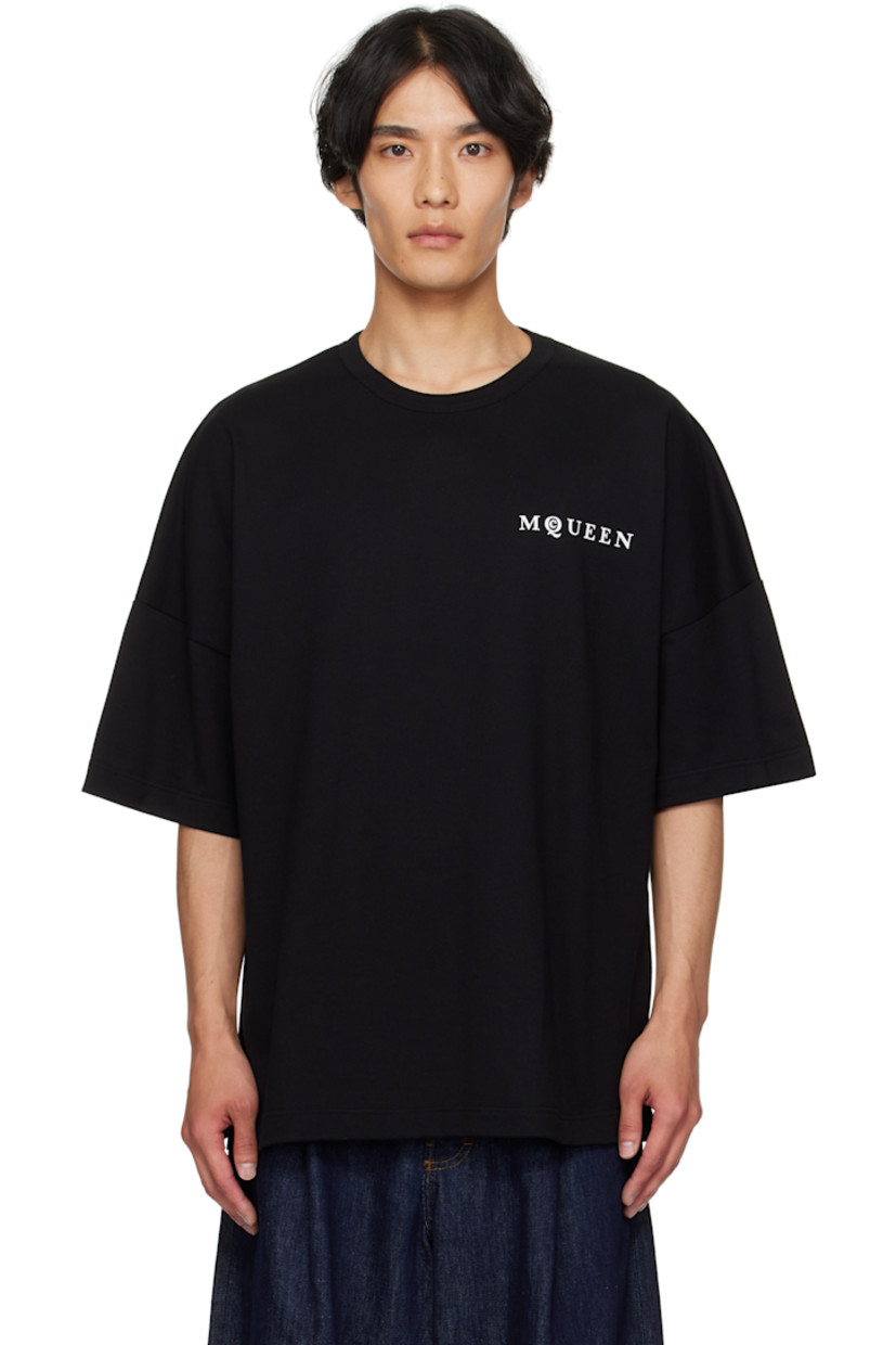 Cotton jersey T-shirt.

· Rib-knit crewneck
· Logo printed at chest and back
· Dropped shoulders

Supplier color: Black