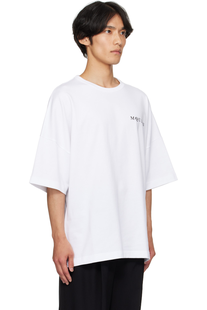 Cotton jersey T-shirt.

· Rib-knit crewneck
· Logo printed at chest and back
· Dropped shoulders

Supplier color: White