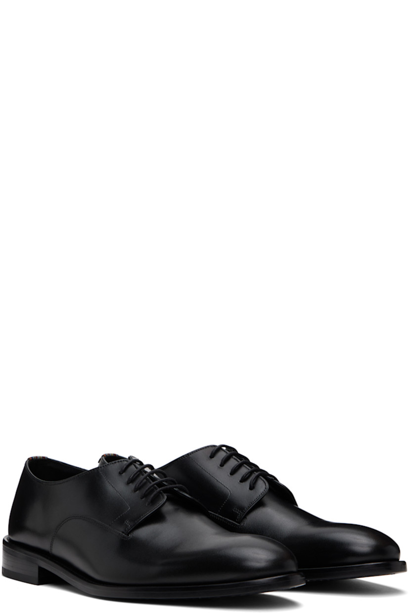 Buffed leather derbys in black.

· Lace-up closure
· Signature striped grosgrain patch at heel collar
· Buffed leather lining
· Leather block heel with rubber injection
· Treaded leather sole

Supplier color: Black
