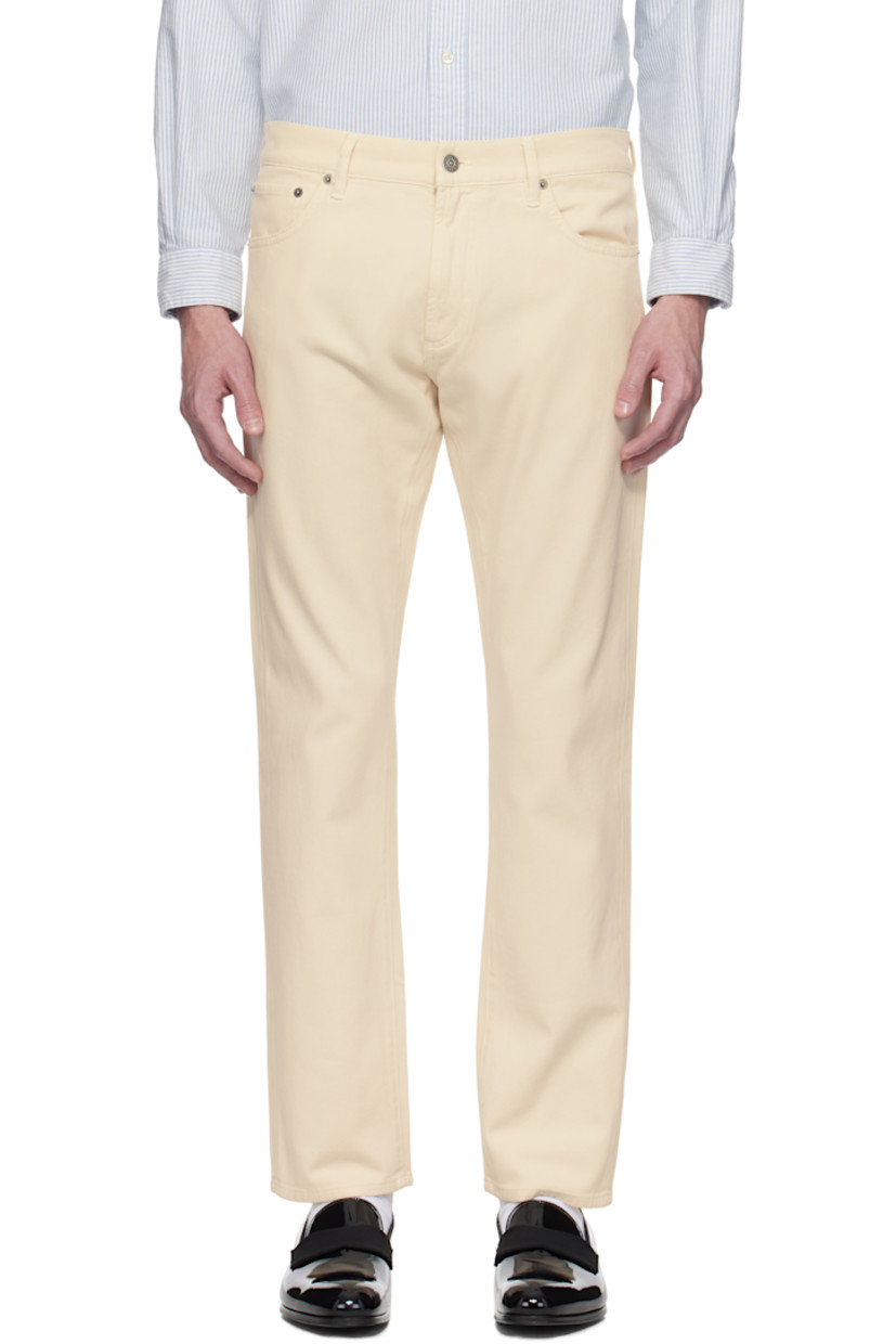 Slim-fit stretch cotton twill jeans.

· Belt loops
· Five-pocket styling
· Zip fly
· Leather logo patch at back waistband
· Logo-engraved gunmetal-tone hardware

Supplier color: Light cream