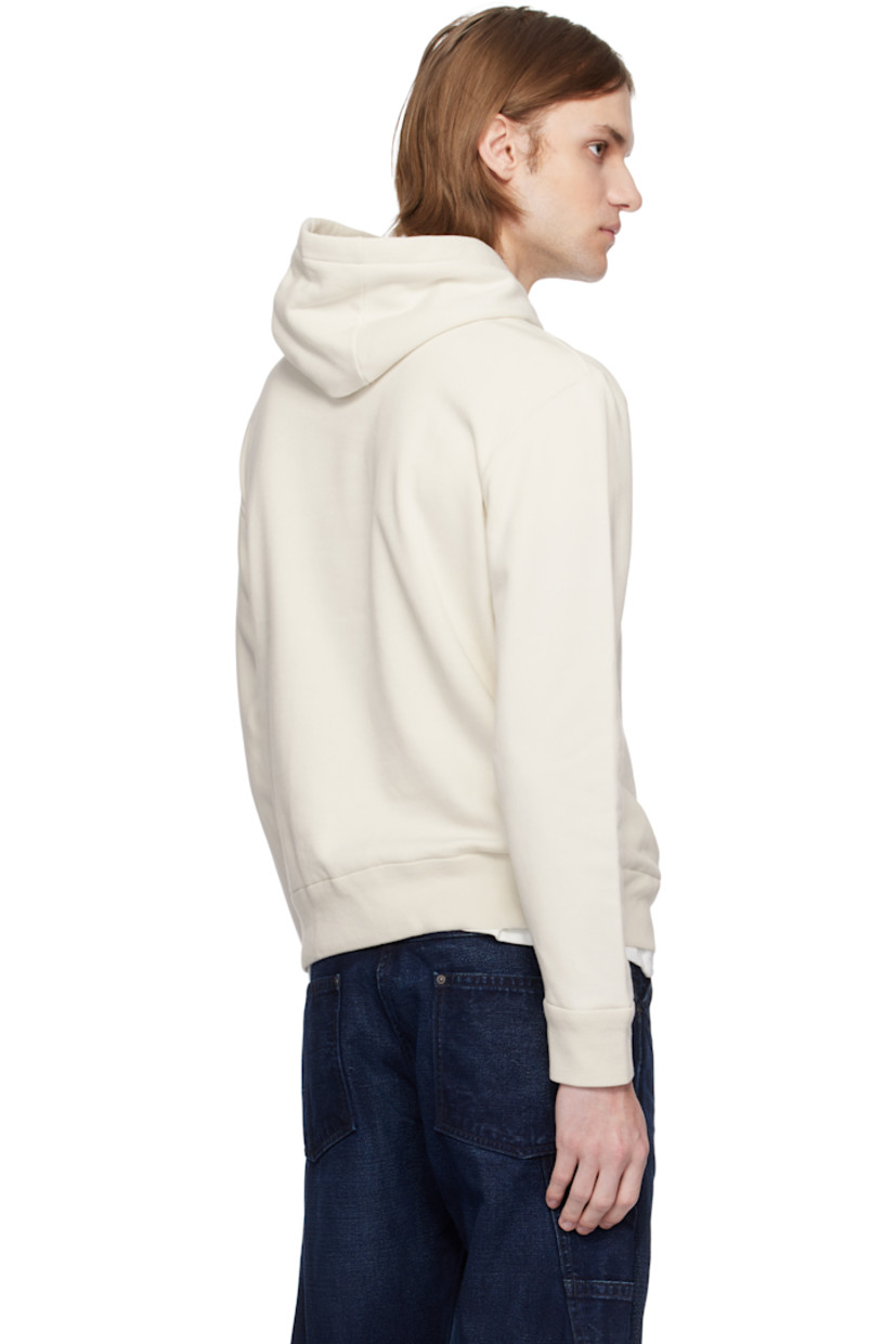Cotton-blend fleece hoodie. 

· Drawstring at hood
· Logo graphic appliqué at front 
· Rib-knit hem and cuffs

Supplier color: Classic cream