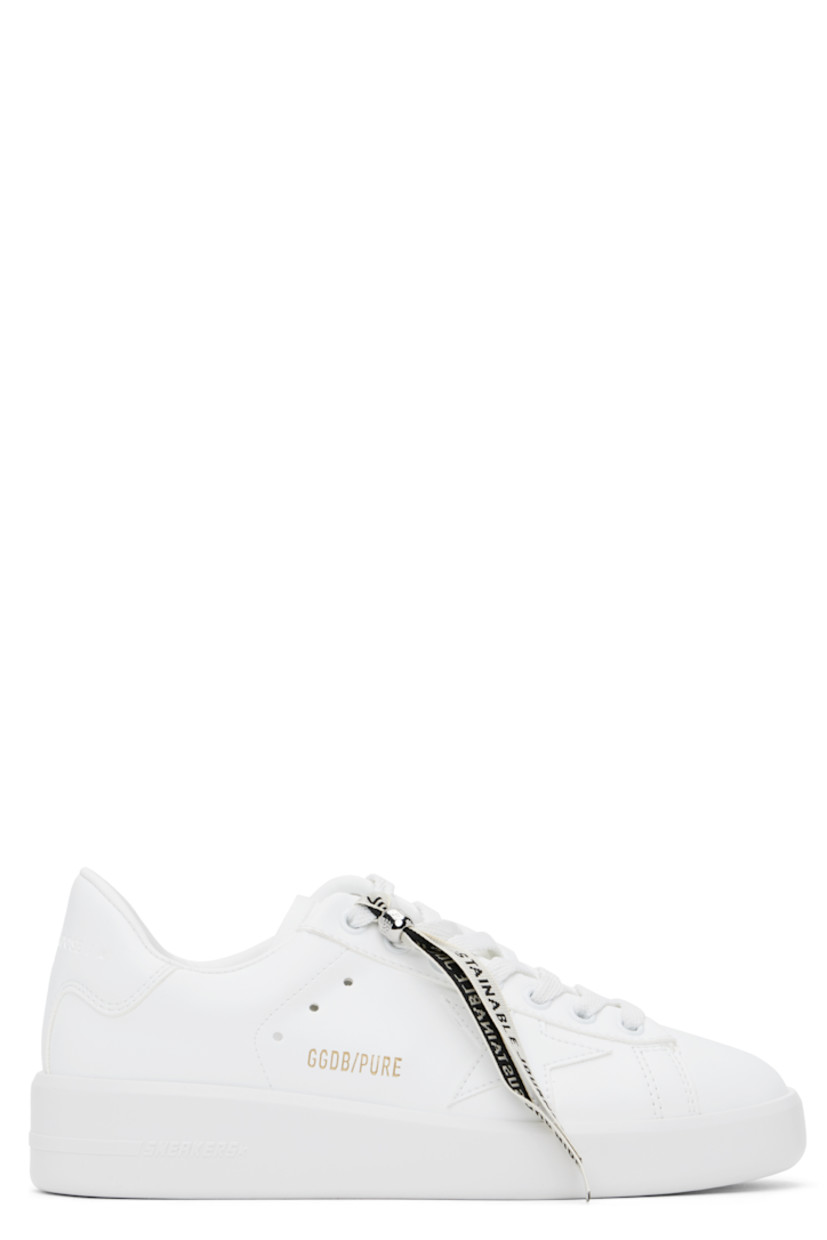 Handcrafted low-top bio-based buffed faux-leather sneakers in white.

· Lace-up closure
· Logo embossed at tongue and heel tab
· Padded collar
· Perforated detailing at sides
· Signature star appliqué at outer side
· Gold-tone logo stamp at outer side
· Grained leather lining
· Logo embossed at treaded rubber sole

Supplier color: Optic white