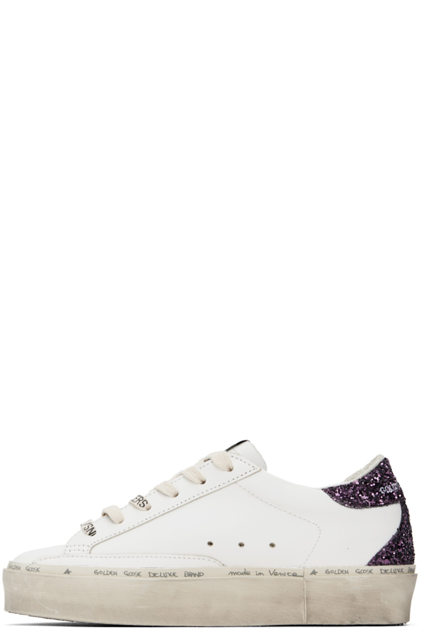 Handcrafted low-top grained leather sneakers in white.

· Logo-printed lace-up closure
· Logo flag at tongue
· Padded collar 
· Perforations at sides 
· Logo stamp and glittered star appliqué at outer side
· Logo stamp at glittered heel tab
· Grained leather and terrycloth lining 
· Treaded rubber sole 

Supplier color: White/Cinder/Cabarnet