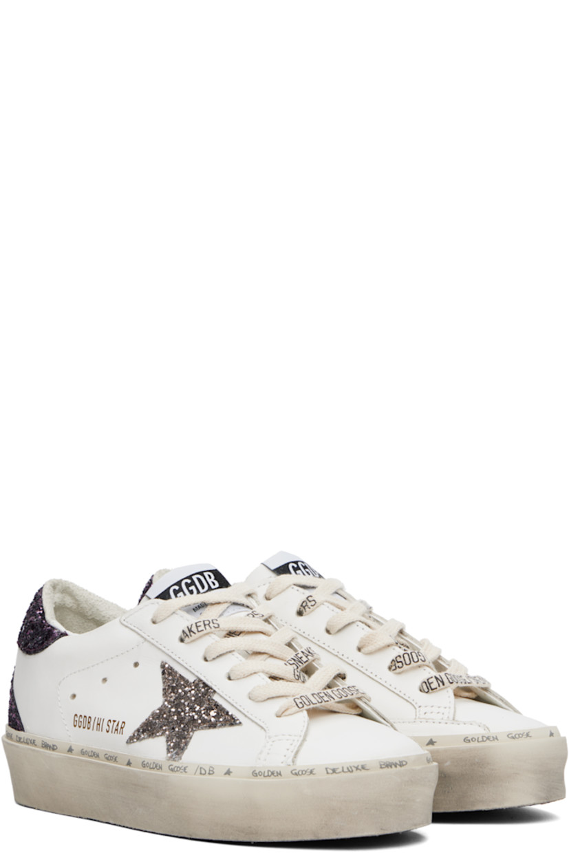Handcrafted low-top grained leather sneakers in white.

· Logo-printed lace-up closure
· Logo flag at tongue
· Padded collar 
· Perforations at sides 
· Logo stamp and glittered star appliqué at outer side
· Logo stamp at glittered heel tab
· Grained leather and terrycloth lining 
· Treaded rubber sole 

Supplier color: White/Cinder/Cabarnet