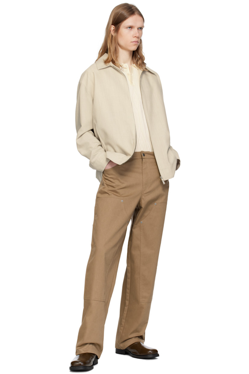 Heavyweight stretch cotton-blend twill trousers. 

· Belt loops 
· Five-pocket styling 
· Zip fly
· Rivets at front and back 
· Panel at legs
· Hammer loop and patch pocket at outseam
· Patch pockets at outseam
· Logo hardware at back
· Logo-engraved silver-tone hardware

Part of the Journey collection.

Supplier color: Khaki beige
