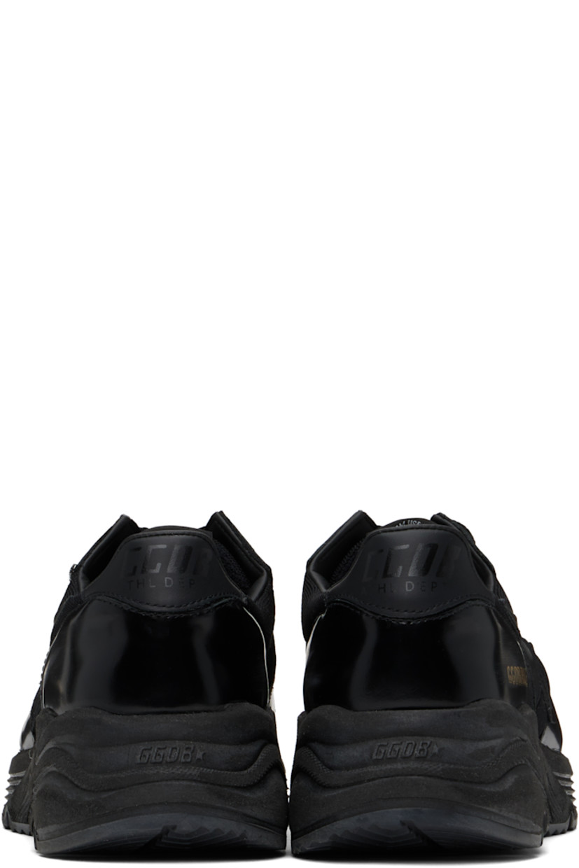Handcrafted low-top paneled mesh and patent leather sneakers in black.

· Smudging throughout
· Lace-up closure
· Logo patch at padded tongue
· Padded collar
· Logo printed at outer side and heel tab
· Signature star appliqué at outer side
· Buffed leather and terrycloth lining
· Logo embossed at treaded rubber sole

Supplier color: Black