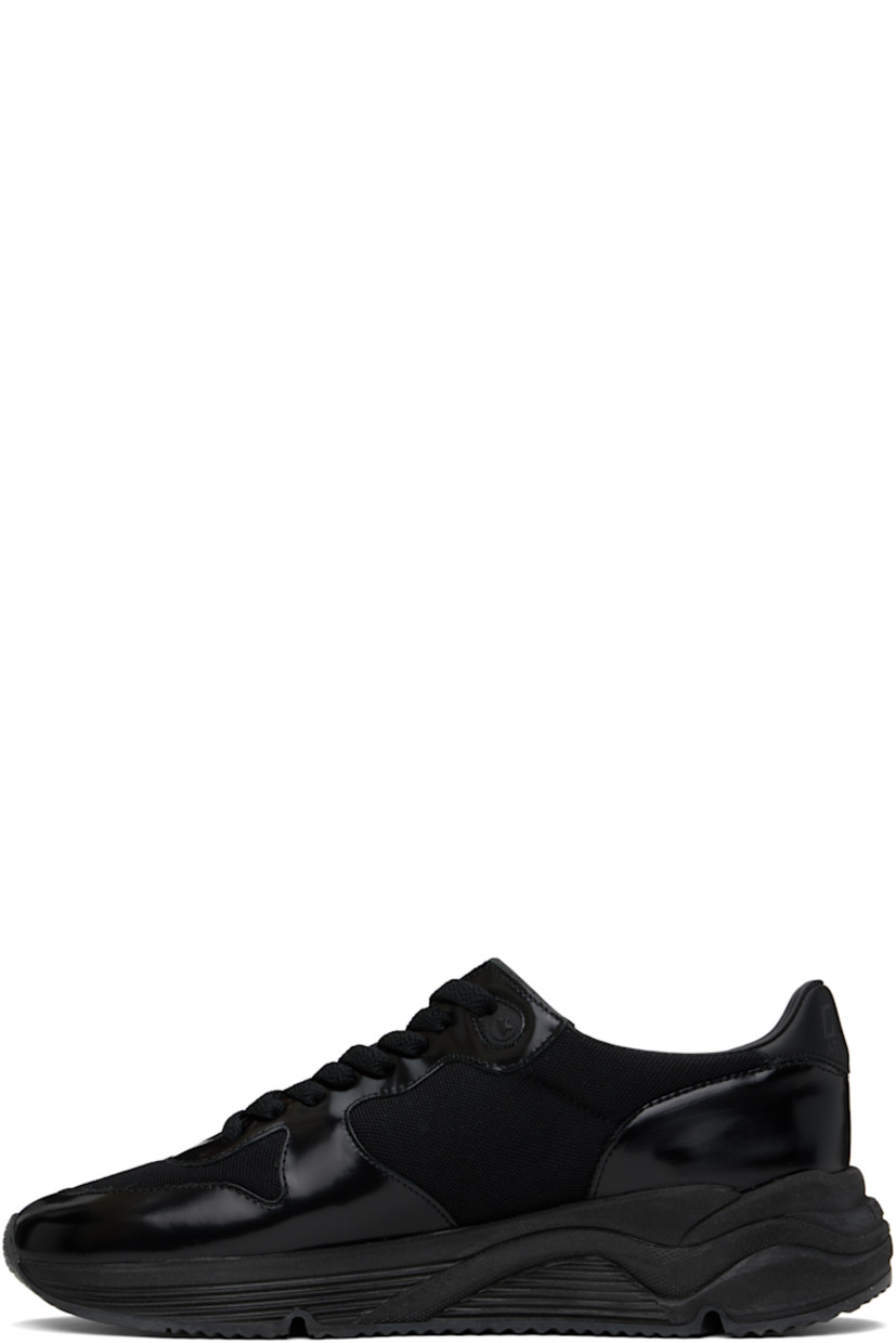 Handcrafted low-top paneled mesh and patent leather sneakers in black.

· Smudging throughout
· Lace-up closure
· Logo patch at padded tongue
· Padded collar
· Logo printed at outer side and heel tab
· Signature star appliqué at outer side
· Buffed leather and terrycloth lining
· Logo embossed at treaded rubber sole

Supplier color: Black