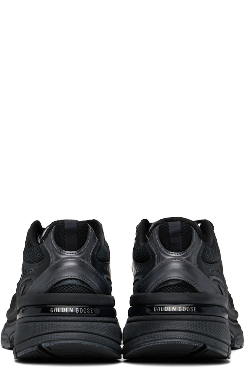 Handcrafted low-top paneled mesh, buffed leather, and sheepskin suede sneakers in black.

· Smudging throughout
· Perforated detailing at toe
· Lace-up closure
· Logo patch at padded tongue 
· Padded collar
· Signature star appliqué at outer side
· Pull-loop at heel tab
· Logo printed at heel
· Treaded rubber sole

Supplier color: Black