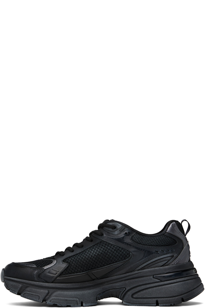 Handcrafted low-top paneled mesh, buffed leather, and sheepskin suede sneakers in black.

· Smudging throughout
· Perforated detailing at toe
· Lace-up closure
· Logo patch at padded tongue 
· Padded collar
· Signature star appliqué at outer side
· Pull-loop at heel tab
· Logo printed at heel
· Treaded rubber sole

Supplier color: Black