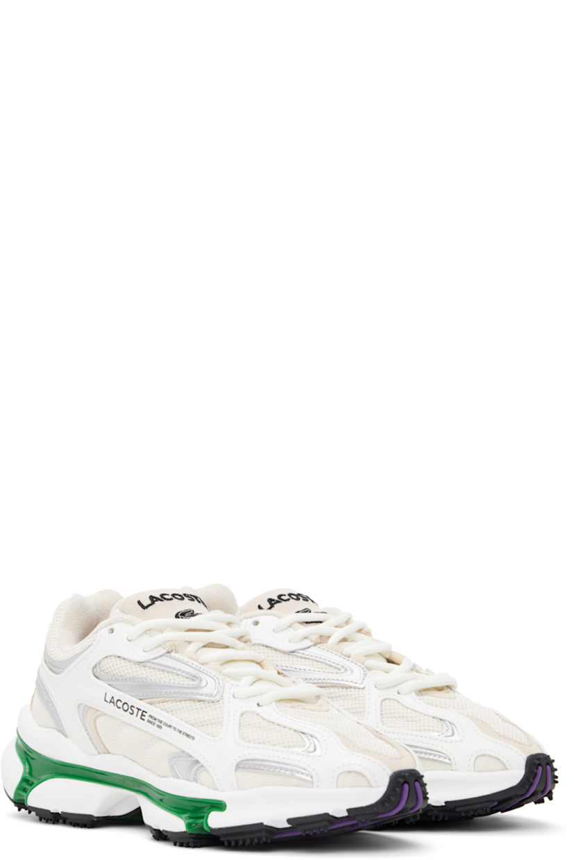 Low-top mesh and buffed faux-leather sneakers in beige and white. 

· Bonded trim throughout
· Lace-up closure
· Logo embroidered at padded tongue
· Padded collar
· Logo and text printed at outer side
· Terrycloth lining 
· Treaded rubber sole

Supplier color: White/Green