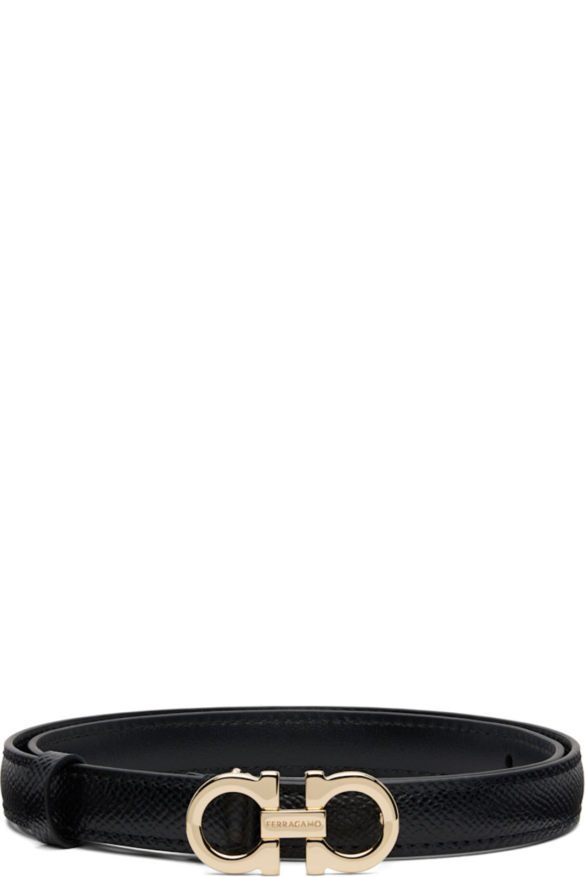 Hammered calfskin belt.

· Keeper loop
· Logo hardware at post-stud fastening 
· W0.5"

Supplier color: Nero/Nero