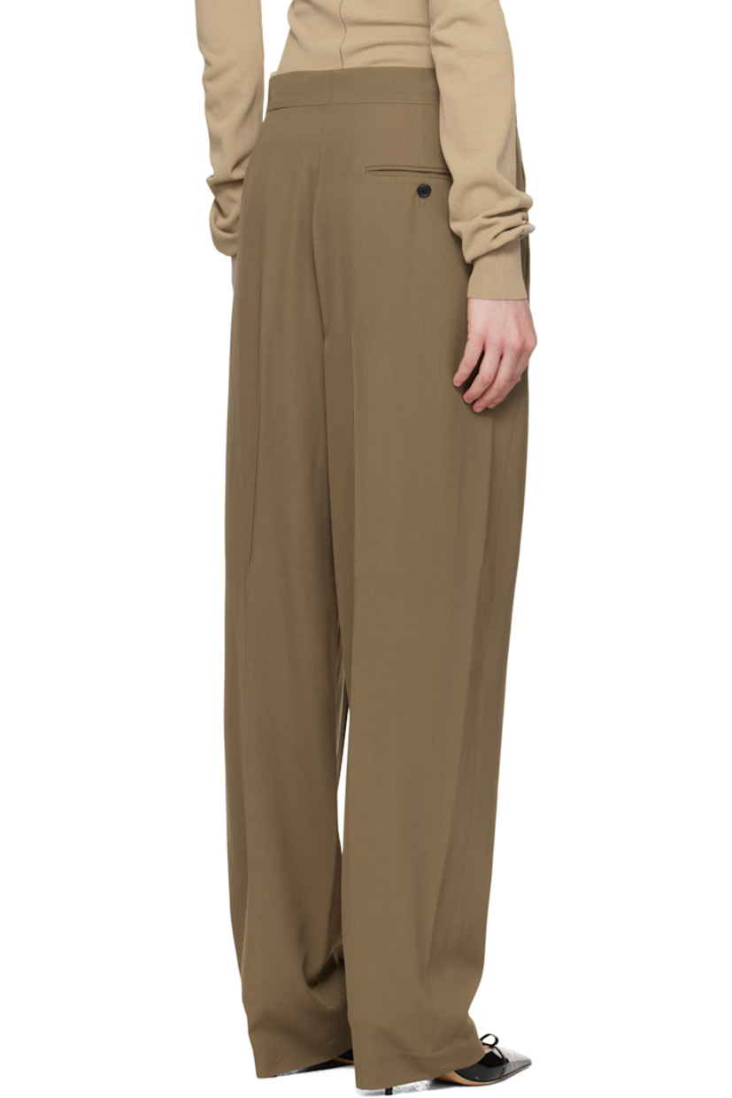 Viscose- and virgin wool-blend twill trousers. 

· Three-pocket styling
· Zip fly 
· Invertd pleats at front 
· Creased legs 
· Partial plain-woven cotton lining

Supplier color: Lead