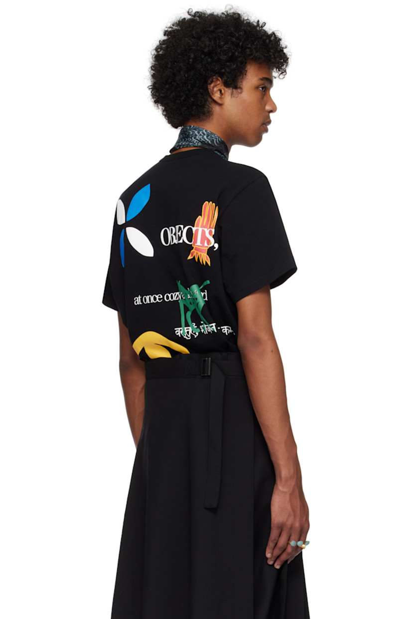 Cotton jersey T-shirt.

· Rib-knit crewneck
· Graphic and text printed at chest
· Graphics and text printed at back

Supplier color: Black