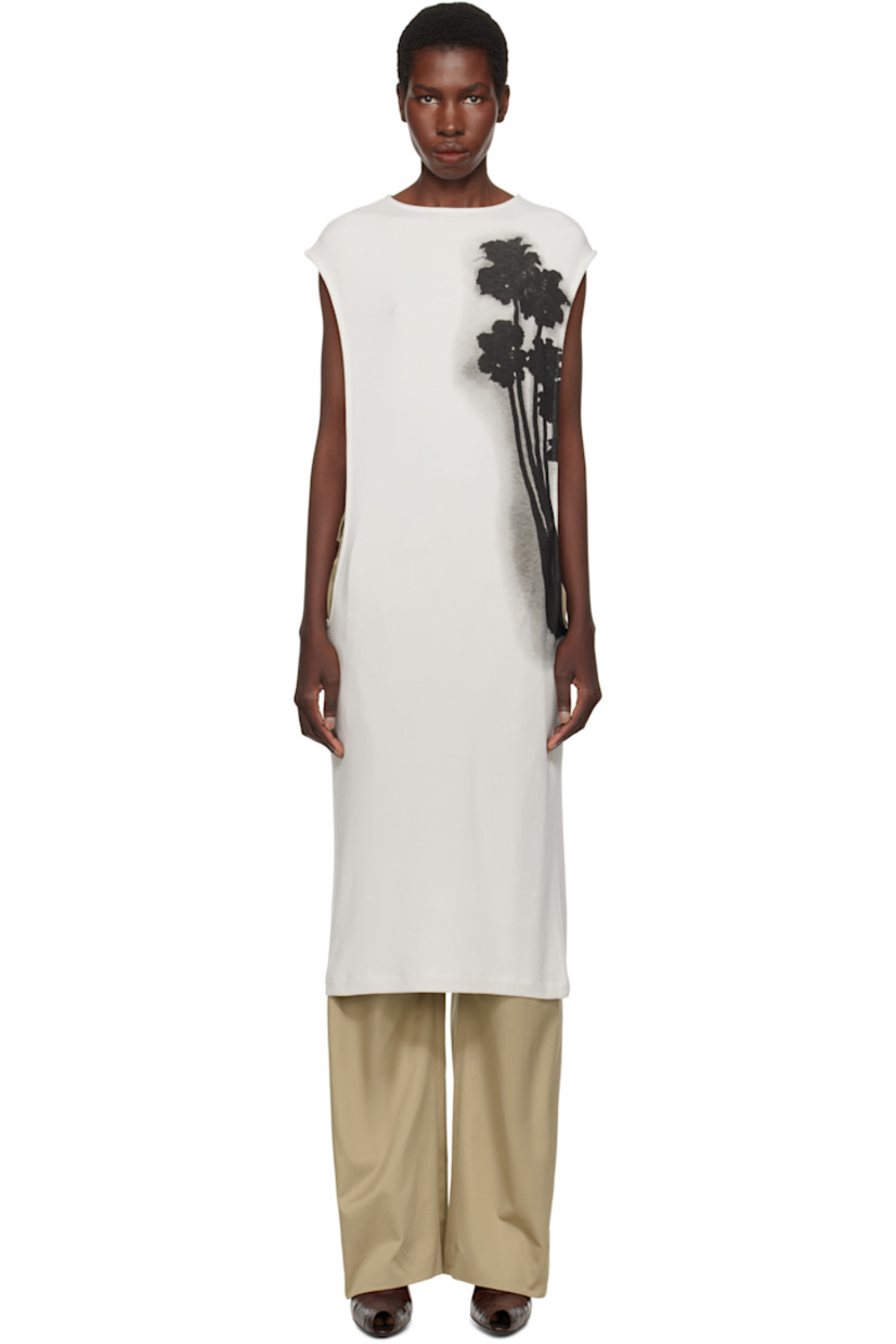Stretch micromodal jersey midi dress. 

· Round neck
· Floral graphic printed at front 
· Open side seams
· Cap sleeves

Supplier color: Grey