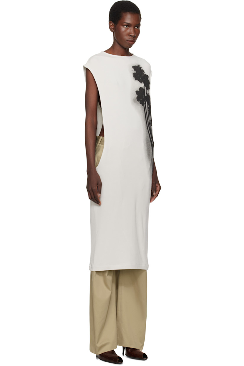 Stretch micromodal jersey midi dress. 

· Round neck
· Floral graphic printed at front 
· Open side seams
· Cap sleeves

Supplier color: Grey