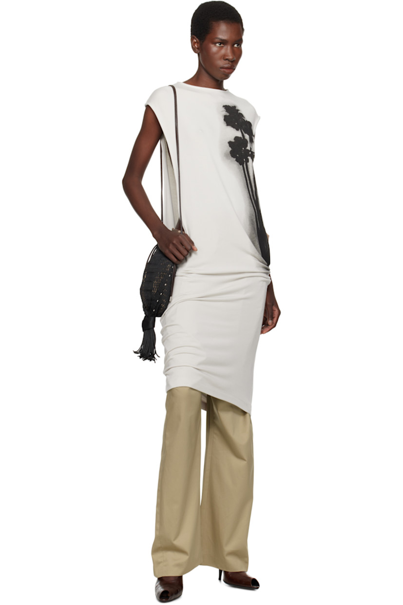 Stretch micromodal jersey midi dress. 

· Round neck
· Floral graphic printed at front 
· Open side seams
· Cap sleeves

Supplier color: Grey