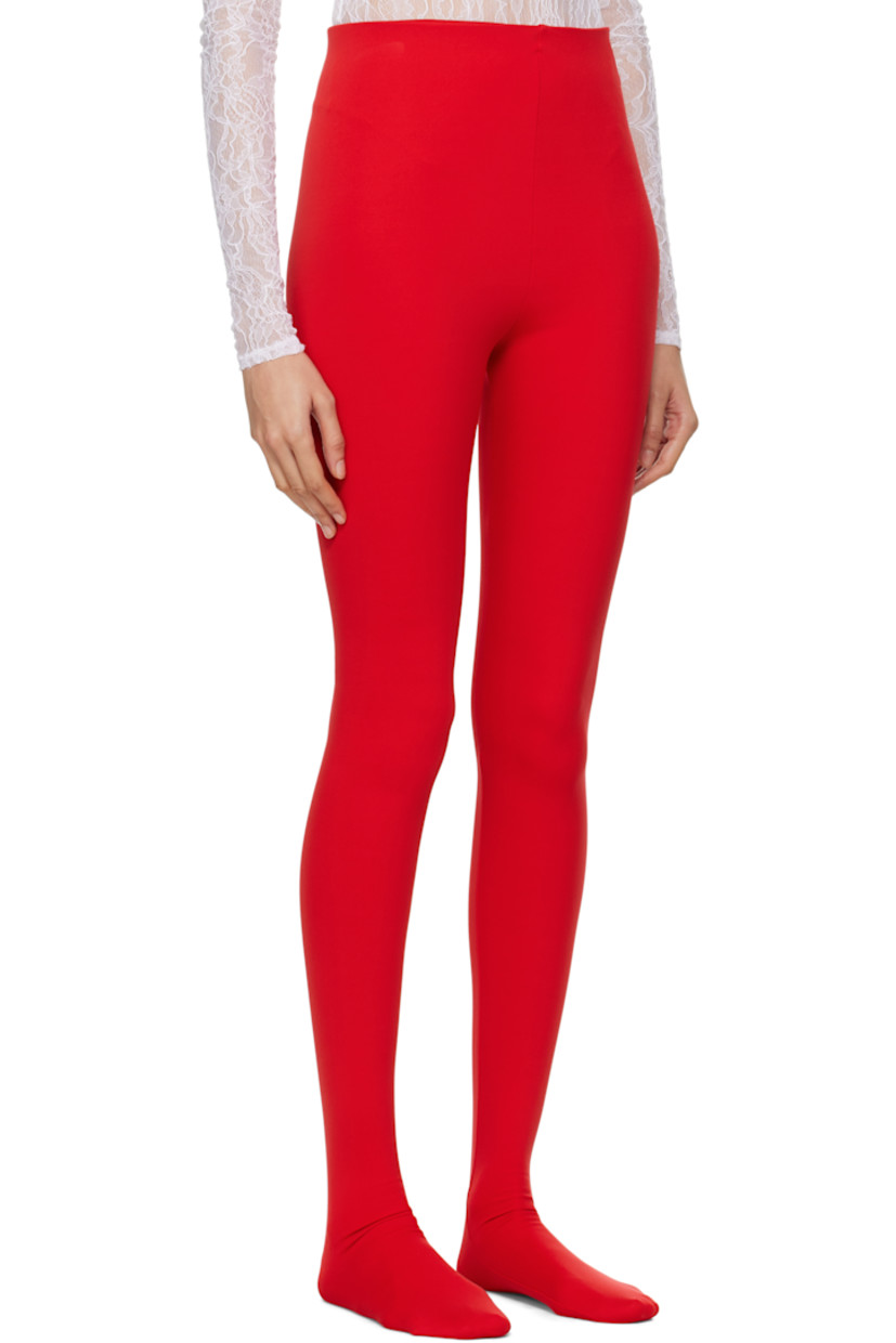 Stretch nylon jersey leggings. 

· High-rise
· Elasticized waistband
· Integrated feet

Supplier color: Red