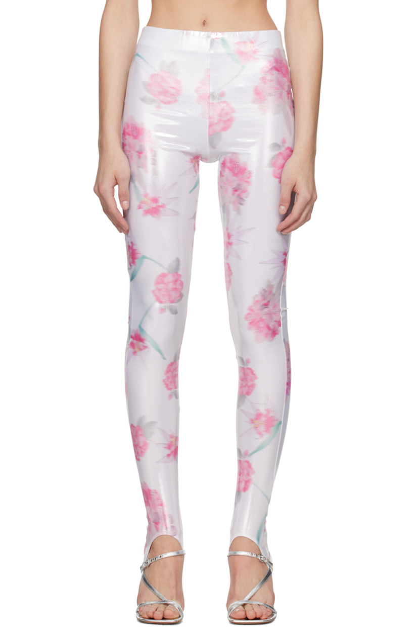 Stretch recycled polyester jersey leggings. Floral pattern printed throughout.

· Elasticized waistband
· Stirrup at cuffs

Supplier color: White