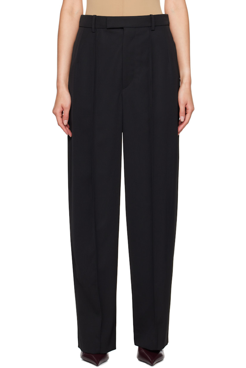 Wide-leg and tapered wool twill trousers. 

· Belt loops 
· Four-pocket styling
· Zip-fly
· Pleats at front 
· Pinched seam at front and back legs
· Darts at back waistband 

Part of the WARDROBE.NYC x Rosie Huntington-Whiteley collaboration.

Supplier color: Black
