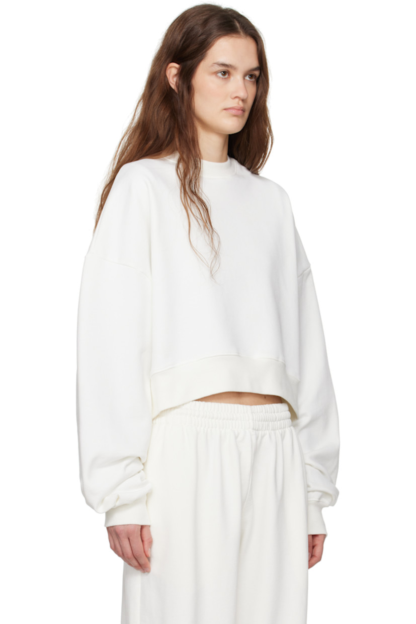 French terry sweatshirt.

· Rib knit crewneck, hem, and cuffs
· Cropped hem
· Dropped shoulders

Part of the WARDROBE.NYC x Hailey Bieber collaboration.

Supplier color: Off-White