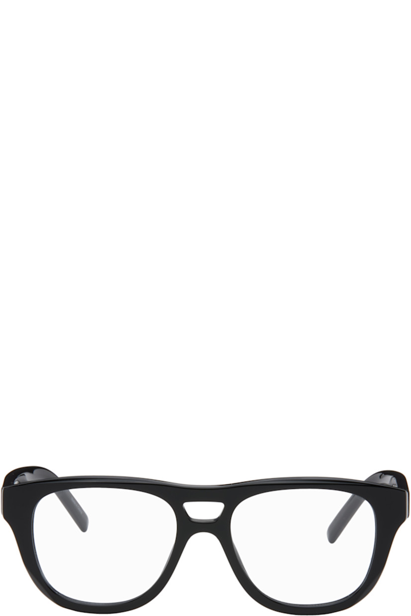 Square acetate-frame optical glasses in black.

· Integrated nose pads
· Double bridge
· Inset logo hardware at temples
· Includes case
· Size: 51.17 145

Supplier color: Black