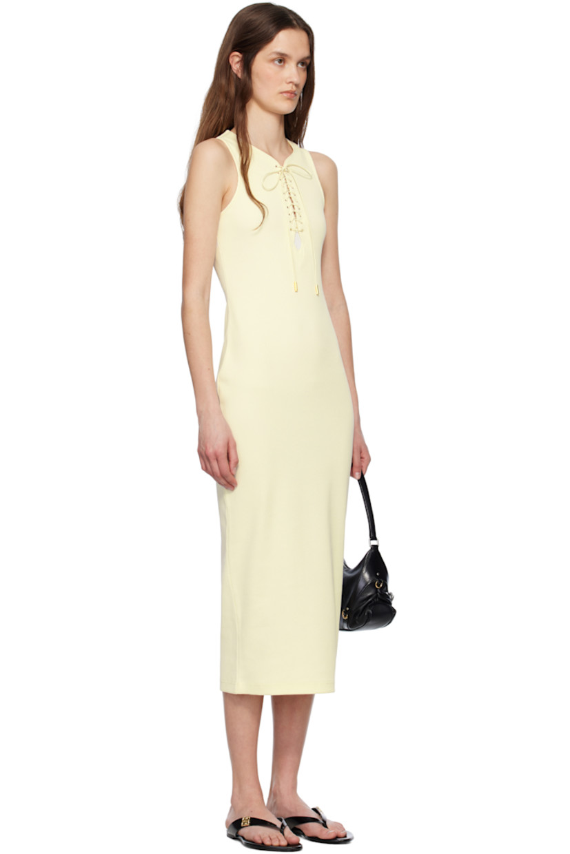 Rib-knit stretch cotton midi dress.

· Crewneck
· Lace-up detailing at front
· Logo hardware at back

Supplier color: Natural