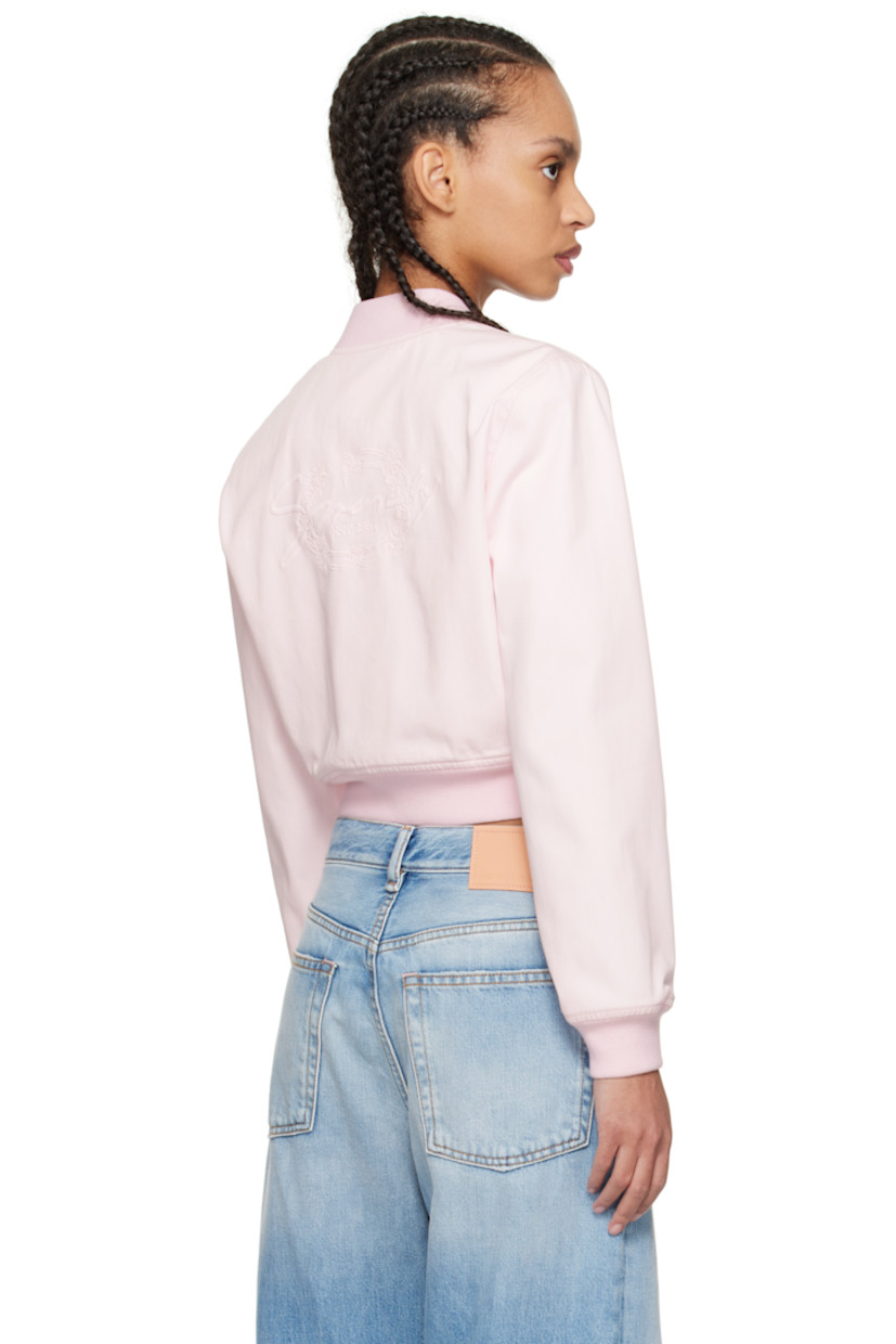 Cotton twill bomber jacket.

· Rib-knit stand collar, hem, and cuffs
· Zip closure
· Logo embroidered at chest
· Cropped hem
· Logo graphic embroidered at back
· Full satin lining

Supplier color: Baby pink