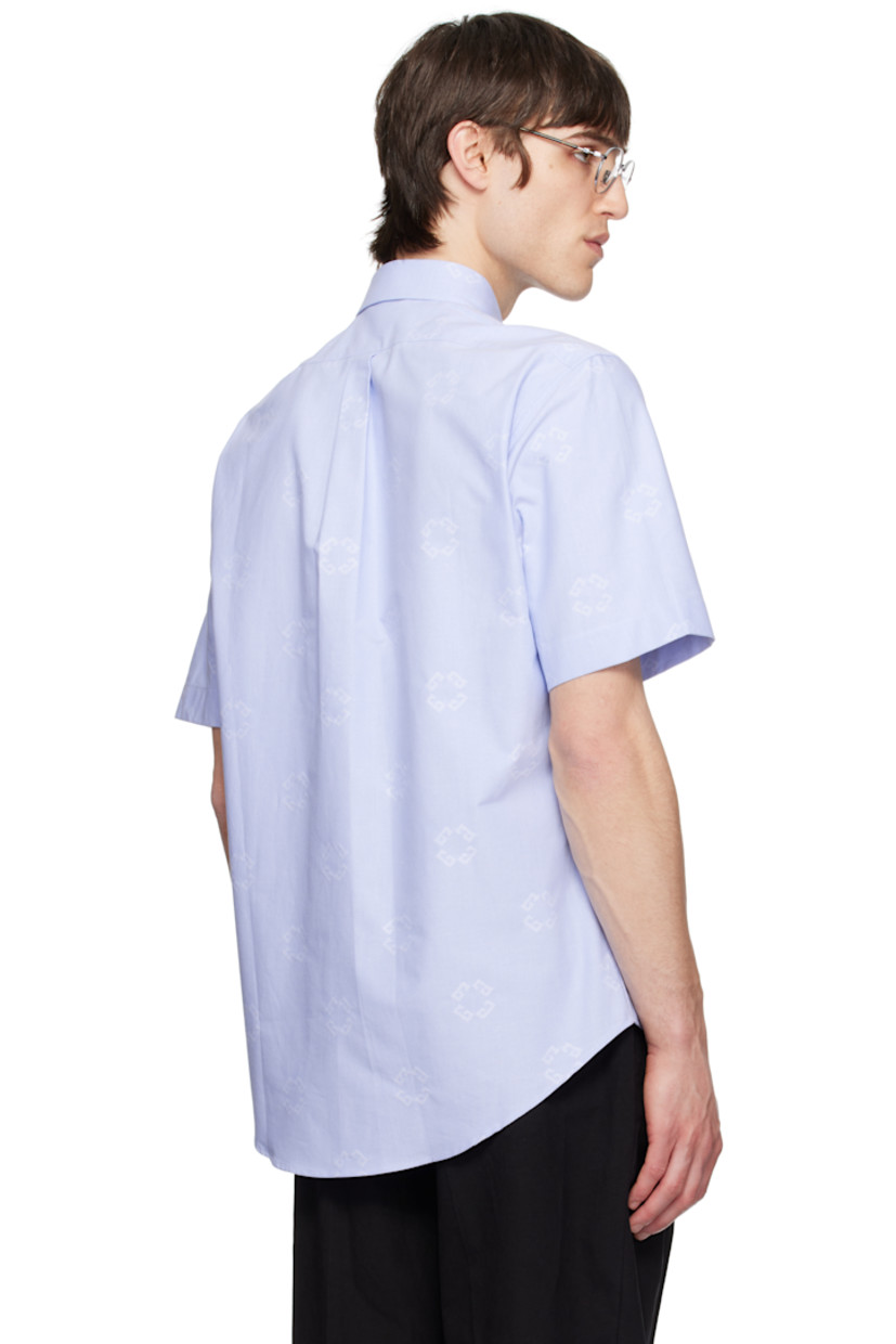 Cotton oxford cloth shirt. Jacquard logo pattern throughout.

· Spread collar
· Button closure
· Shirttail hem
· Box pleat at back yoke

Supplier color: Baby blue