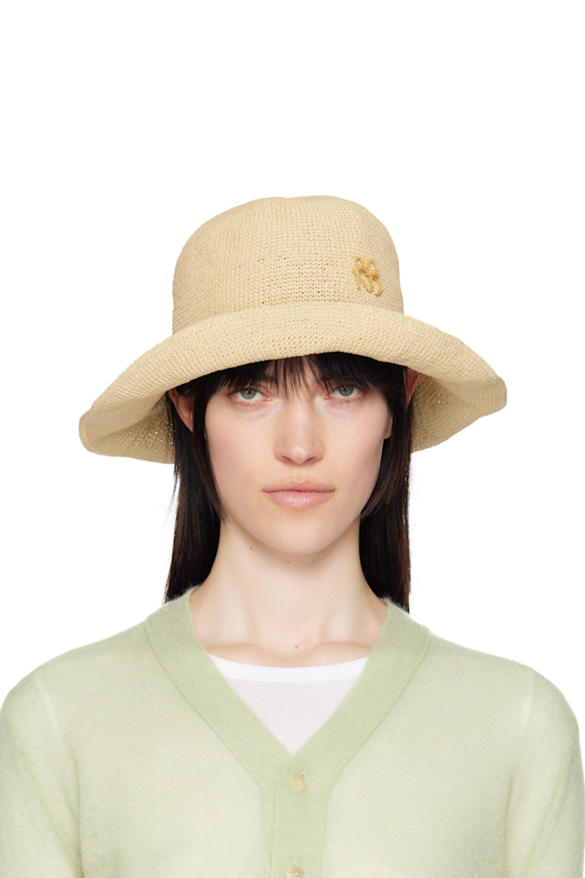 Lightweight woven straw bucket hat in beige.

· Gold-tone logo hardware at face
· Unlined

Supplier color: Natural straw