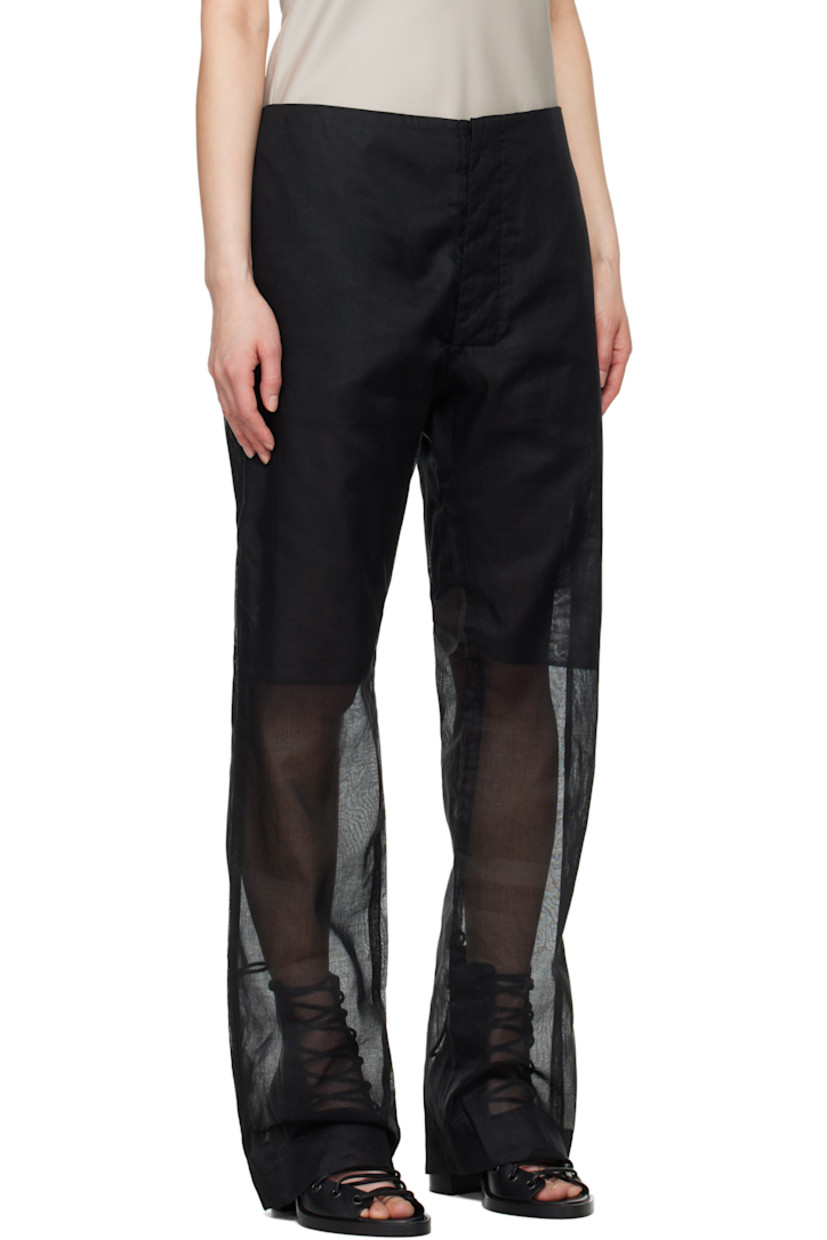 Sheer cotton taffeta trousers.

· Button fastening at waistband 
· Two-pocket styling
· Button fly 
· Partially lined

Each item is unique. Please note finishings may vary.

Supplier color: Black