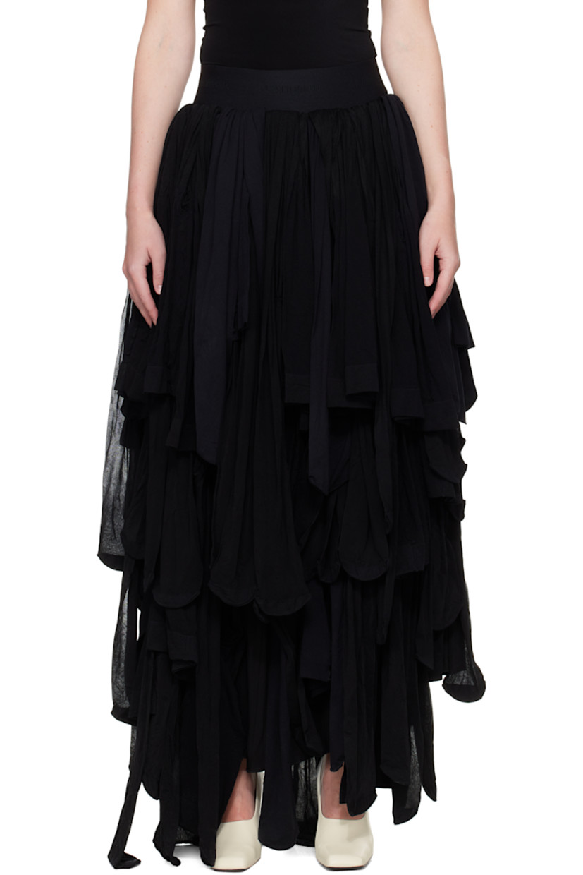 Stretch nylon jersey maxi skirt. Extended trim throughout.

· Layered construction
· Logo-woven elasticized waistband

Supplier color: Black