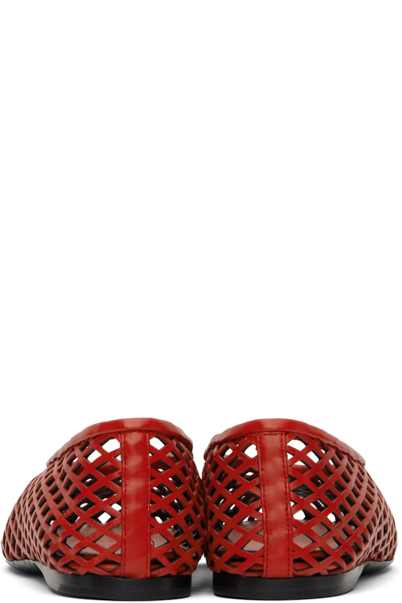 Grained nappa lambskin mesh ballerina flats in red. 

· Logo embossed at padded footbed
· Polished calfskin sole with rubber injection

Supplier color: Red