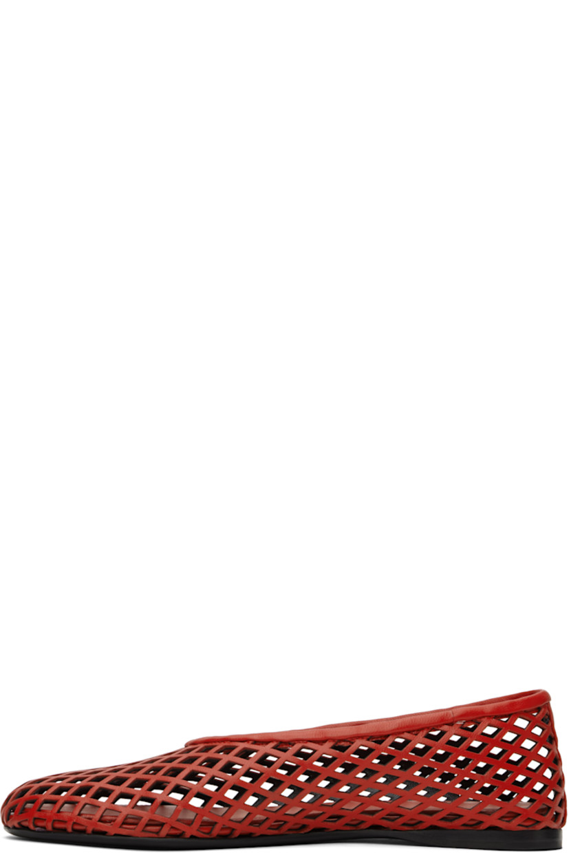 Grained nappa lambskin mesh ballerina flats in red. 

· Logo embossed at padded footbed
· Polished calfskin sole with rubber injection

Supplier color: Red
