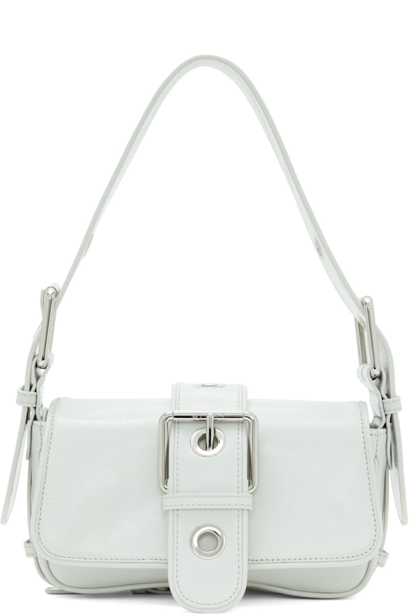Creased leather shoulder bag in off-white.

· Adjustable shoulder strap
· Adjustable and detachable crossbody strap
· Pin-buckle strap at base
· Logo-engraved pin-buckle strap at magnetic press-stud flap
· Zip pocket at interior
· Poplin lining 
· Logo-engraved silver-tone hardware
· H4.25" x W8.5" x D2.75"

Supplier color: Burrata