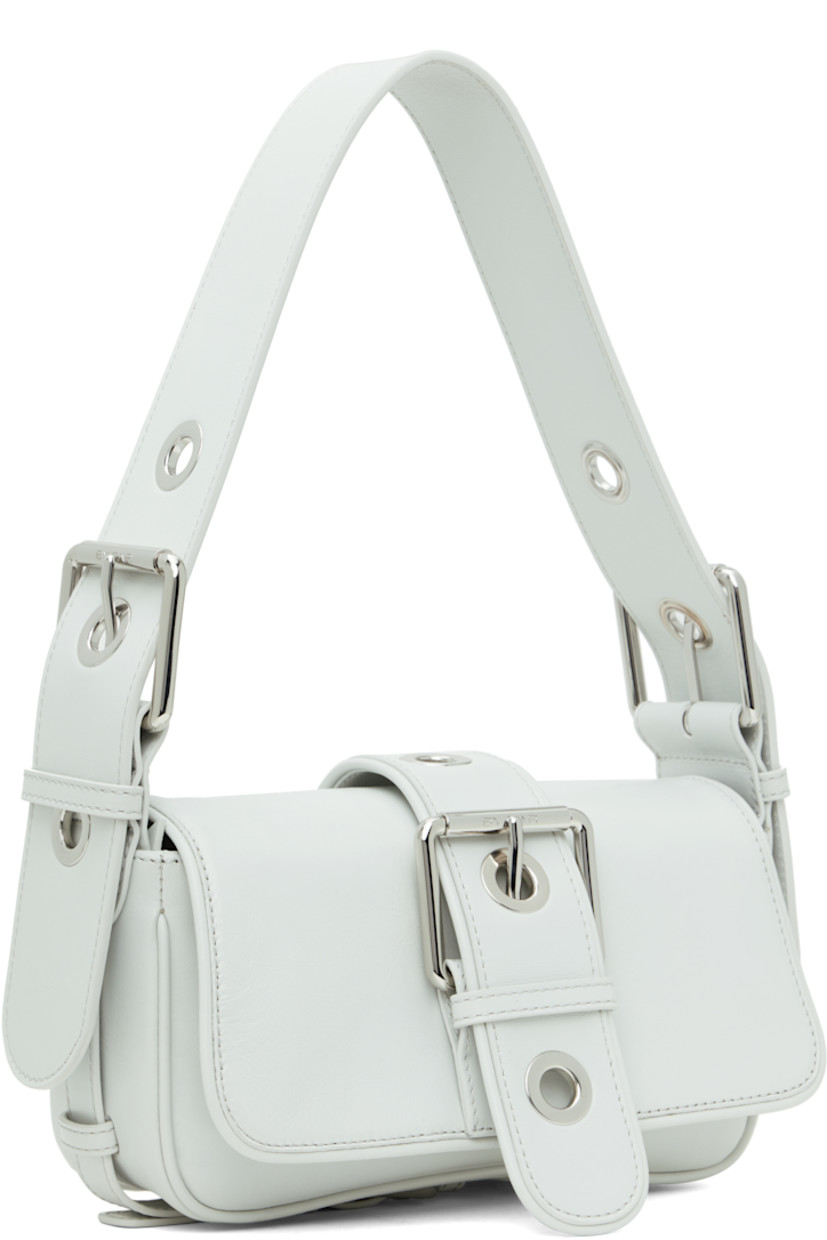 Creased leather shoulder bag in off-white.

· Adjustable shoulder strap
· Adjustable and detachable crossbody strap
· Pin-buckle strap at base
· Logo-engraved pin-buckle strap at magnetic press-stud flap
· Zip pocket at interior
· Poplin lining 
· Logo-engraved silver-tone hardware
· H4.25" x W8.5" x D2.75"

Supplier color: Burrata
