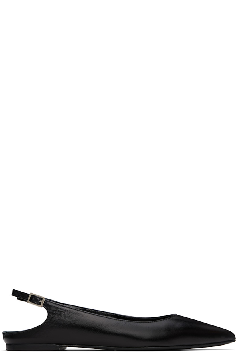 Creased calfskin ballerina flats in black. 

· Pointed toe
· Pin-buckle slingback strap
· Buffed leather lining
· Stacked leather heel with rubber injection
· Polished leather sole

Supplier color: Black