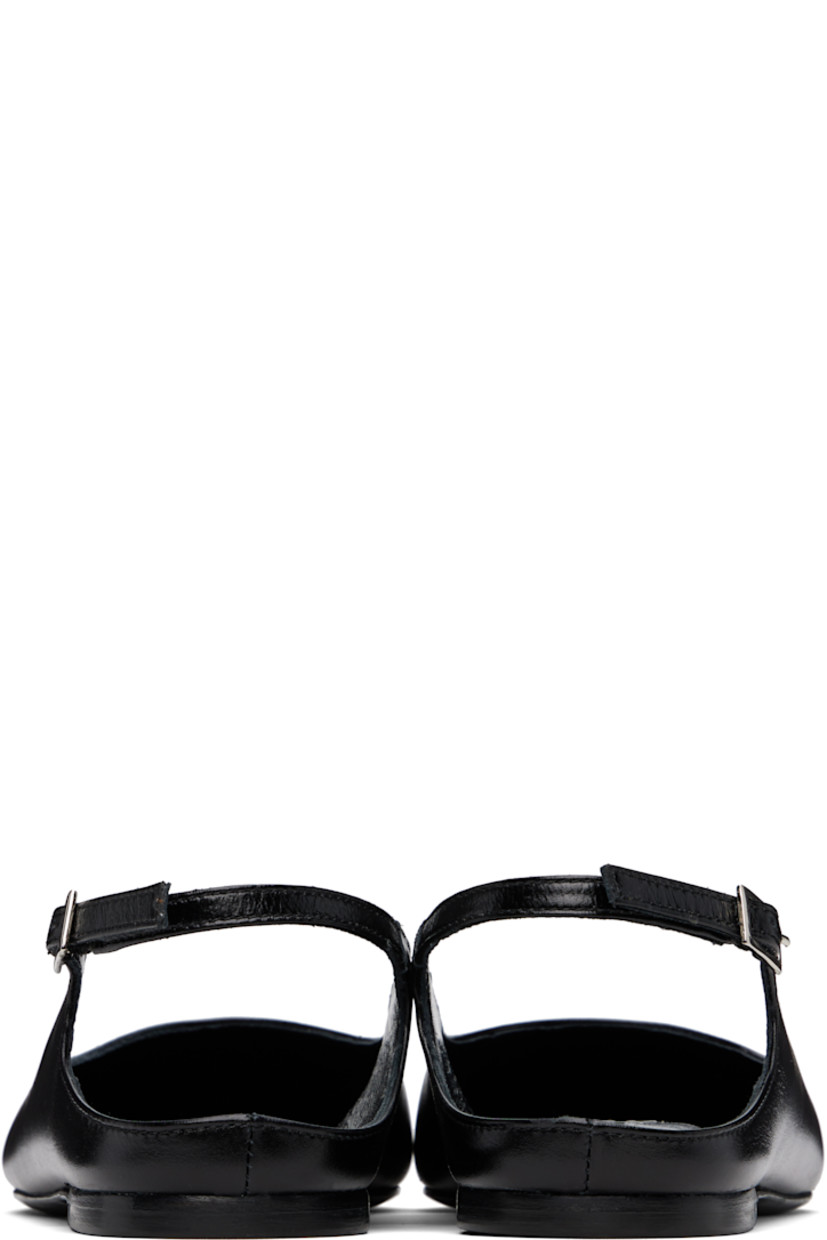 Creased calfskin ballerina flats in black. 

· Pointed toe
· Pin-buckle slingback strap
· Buffed leather lining
· Stacked leather heel with rubber injection
· Polished leather sole

Supplier color: Black