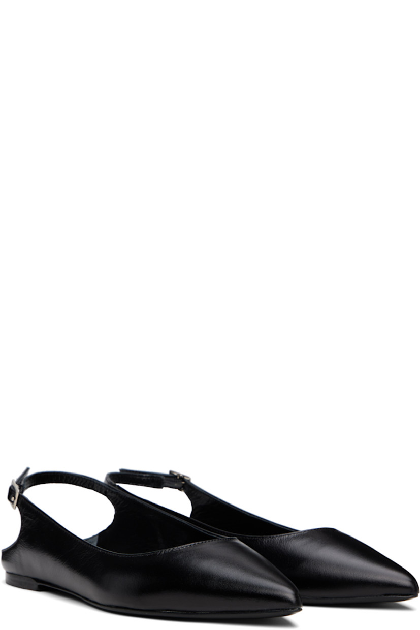 Creased calfskin ballerina flats in black. 

· Pointed toe
· Pin-buckle slingback strap
· Buffed leather lining
· Stacked leather heel with rubber injection
· Polished leather sole

Supplier color: Black