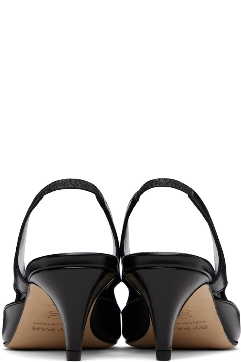 Grained calfskin heels in black. 

· Pointed toe
· Cutout at sides
· Partially elasticized slingback strap
· Covered kitten heel with rubber injection
· Nubuck sole
· Heel: H2.5"

Supplier color: Black