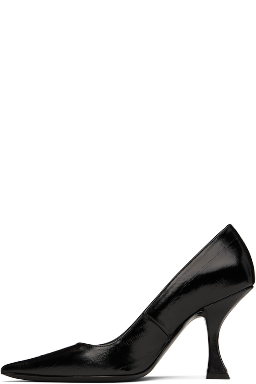 Eel-embossed polished leather heels in black.

· Pointed toe
· Buffed leather and suede lining
· Covered spool heel with rubber injection
· Polished leather sole
· Heel: H3.25"

Supplier color: Black